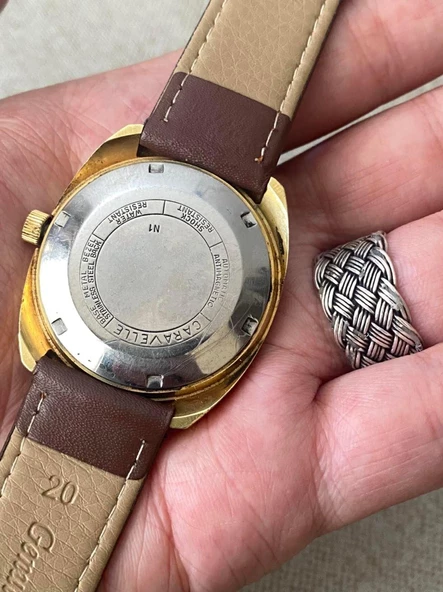 Bulova Caravelle N1 39 mm Deri Kordon Vintage Erkek Kol Saati 2. El - Resim 3