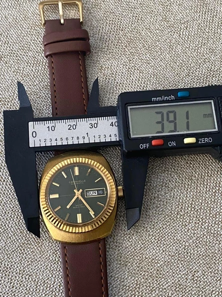 Bulova Caravelle N1 39 mm Deri Kordon Vintage Erkek Kol Saati 2. El - Resim 5