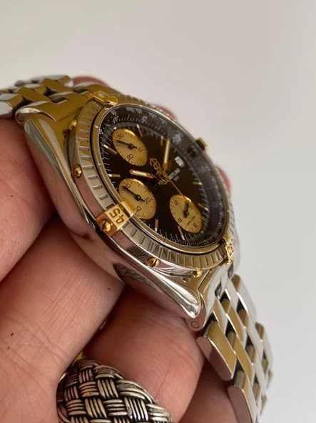 Breitling Chronomat 40mm Altın Çelik Kordon Erkek Kol Saati B13048 2. El - Resim 4