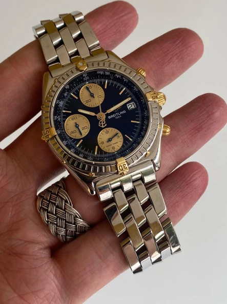 Breitling Chronomat 40mm Altın Çelik Kordon Erkek Kol Saati B13048 2. El - Resim 11