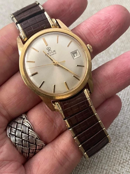 Revue 36 mm Çelik Kordon Vintage Erkek Kol Saati 2. El - Resim 2