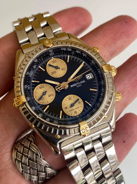 Breitling Chronomat 40mm Altın Çelik Kordon Erkek Kol Saati B13048 2. El - Resim 12