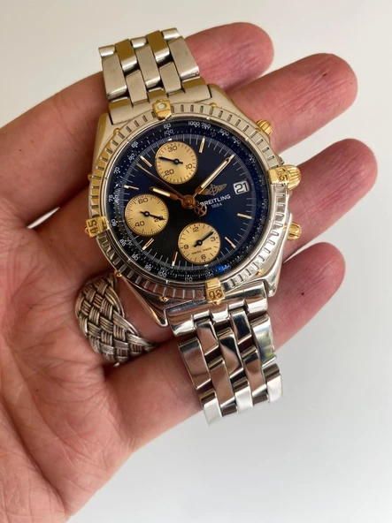 Breitling Chronomat 40mm Altın Çelik Kordon Erkek Kol Saati B13048 2. El - Resim 7