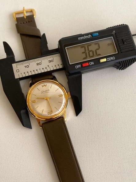 GUB Glashütte 03758 Altın Kaplama Vintage Kurmalı Kol Saati 36mm - 5