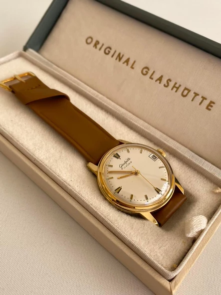 GUB Glashütte 09565 Altın Kaplama Vintage Kurmalı Kol Saati 36mm