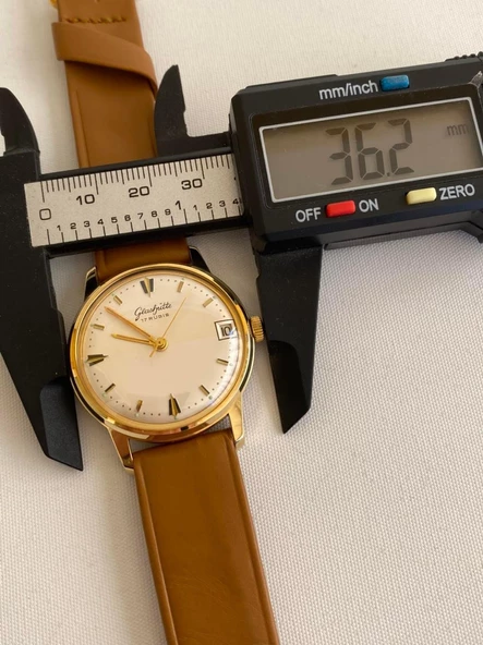 GUB Glashütte 09565 Altın Kaplama Vintage Kurmalı Kol Saati 36mm - Resim 6