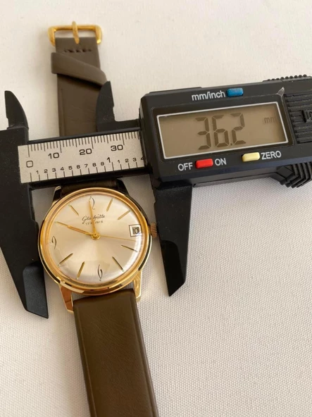 GUB Glashütte 10539 Altın Kaplama Vintage Kurmalı Kol Saati 36mm - Resim 5