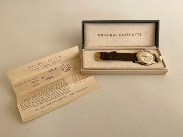 GUB Glashütte 10539 Altın Kaplama Vintage Kurmalı Kol Saati 36mm - Resim 4