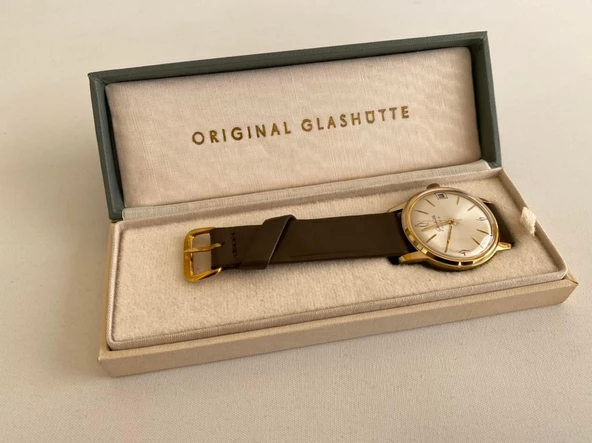 GUB Glashütte 10539 Altın Kaplama Vintage Kurmalı Kol Saati 36mm - Resim 9
