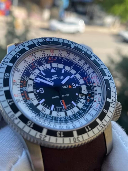 Fortis B-47 Calculator Gmt Deri Kordon Erkek Kol Saati 2. El - Resim 4