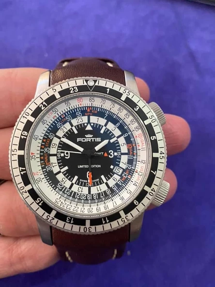 Fortis B-47 Calculator Gmt Deri Kordon Erkek Kol Saati 2. El - Resim 11