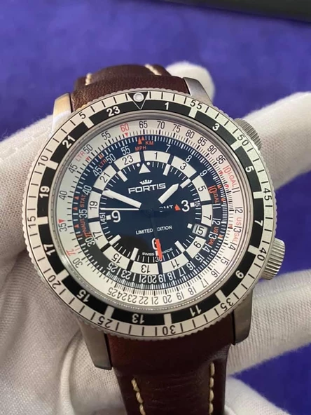 Fortis B-47 Calculator Gmt Deri Kordon Erkek Kol Saati 2. El - Resim 3