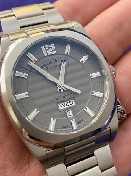 Armand Nicolet Tramelan J09 Çelik Kordon Erkek Kol Saati 2. El - Resim 2