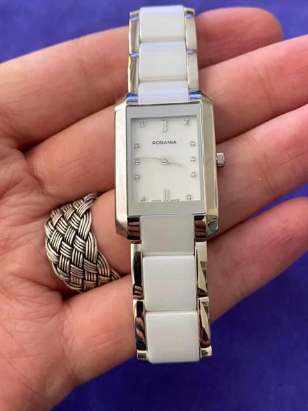 Rodania Davos 31x20mm Seramik Kordon Pırlantalı Kadın Kol Saati 25092.41 - Resim 4
