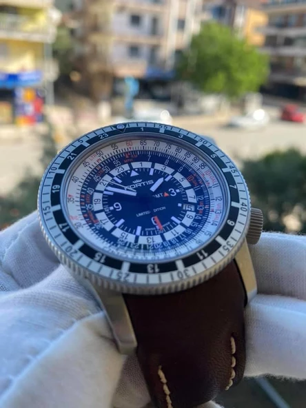 Fortis B-47 Calculator Gmt Deri Kordon Erkek Kol Saati 2. El - Resim 6