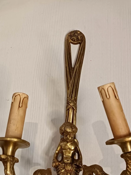 Antika 2 Kollu Pirinç Duvar Aplik 62x24x21cm 1 Adet - 3