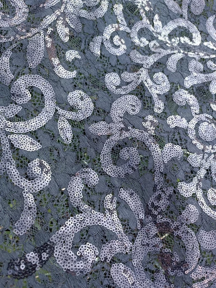 Pullu Nakışlı Güpürlü Abiyelik Siyah Kumaş 1,75x35m - 4