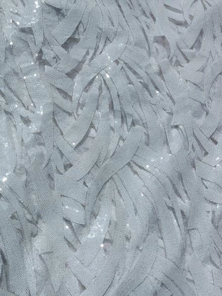 Pullu Nakışlı Beyaz Dantel Abiyelik Gelinlik Tül Kumaş 1,30x30m