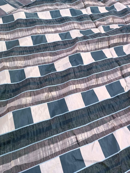 Çizgi Desenli Tül İşlemeli Fon Perde Kumaşı Çok Renkli 2,75x12m - 6