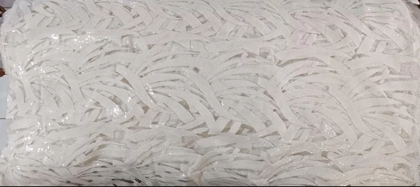 Pullu Nakışlı Beyaz Dantel Abiyelik Gelinlik Tül Kumaş 1,30x30m - 6