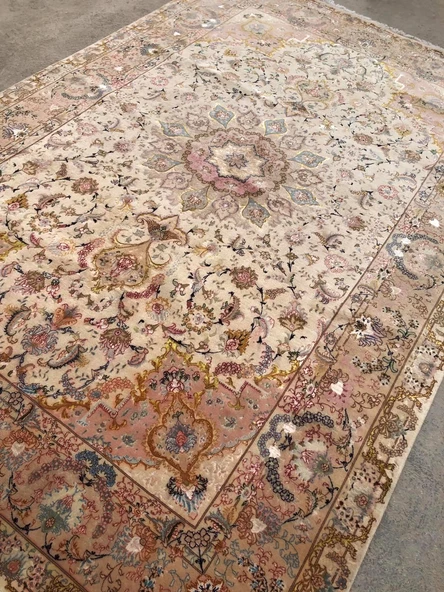 El Dokuma İpek Yün İran Tebriz Halı 300x200cm 007 - 9
