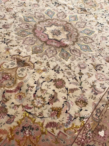 El Dokuma İpek Yün İran Tebriz Halı 300x200cm 007 - 10