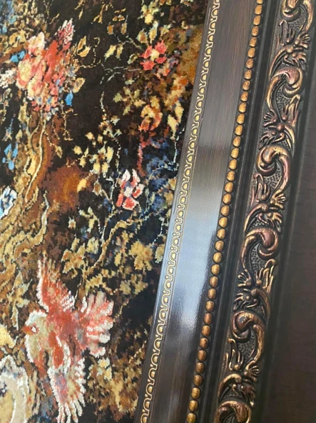 Geyiğin Öpücüğü Floş İpek Halı Tablo 110x90cm - 5