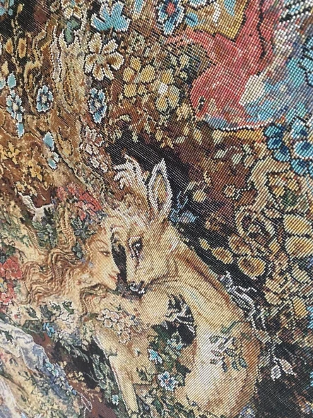 Geyiğin Öpücüğü Floş İpek Halı Tablo 110x90cm - 7