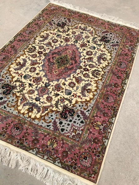 El Dokuma İpek Yün İran Tebriz Halı 210x150cm 003 - 3