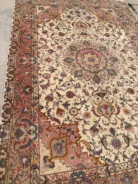 El Dokuma İpek Yün İran Tebriz Halı 300x200cm 001 - 7