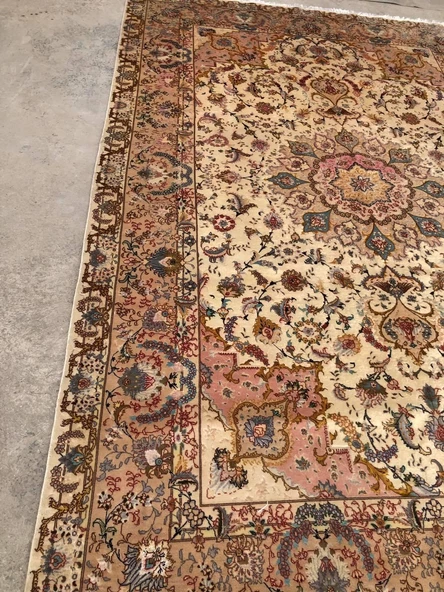 El Dokuma İpek Yün İran Tebriz Halı 300x200cm 007 - 8