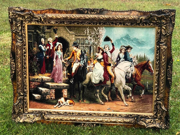 Veda Temalı Halı Tablo 123x93cm - İran Tebriz Halı Kilim Tablo 002 - 8