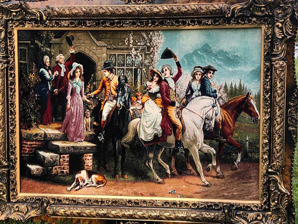 Veda Temalı Halı Tablo 123x93cm - İran Tebriz Halı Kilim Tablo 002 - 4