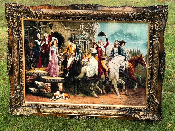 Veda Temalı Halı Tablo 123x93cm - İran Tebriz Halı Kilim Tablo 002 - 2