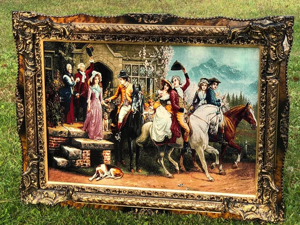 Veda Temalı Halı Tablo 123x93cm - İran Tebriz Halı Kilim Tablo 002 - 3