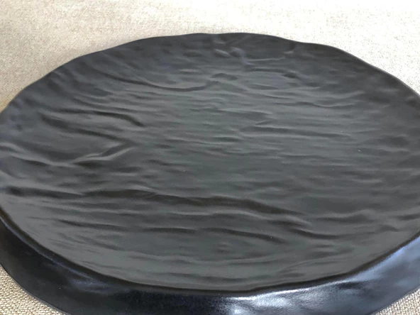 Melamin Yassı Yuvarlak Servis Tabağı Siyah 25cm - Melamin Sunum Tabağı - 3