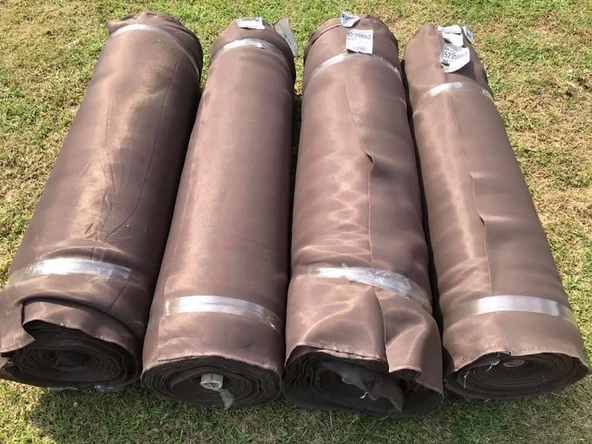 Airfile Kumaş - Kuş Gözü Döşemelik Kahverengi Fileli Kumaş - Resim 5