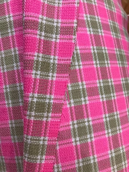 Ekoseli Pembe Kumaş 1,40x33,45 Metre - 2