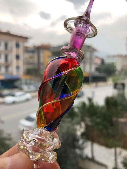 El Yapımı Üfleme Cam Parfüm Şişesi - Osmanlı İşlemeli Esans Şişesi - 9