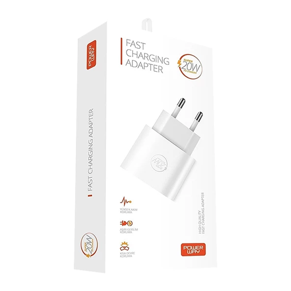 POWERWAY RX20 PD 20W IPHONE X-11-12-13 PRO PRO MAX UYUMLU TYPE-C HIZLI ŞARJ BAŞLIĞI - 2