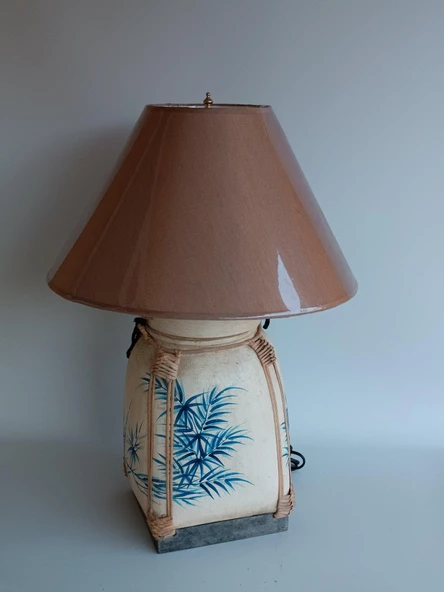 Çiçek Motifli Ahşap Abajur 63 cm - 2