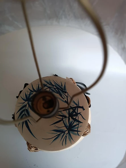 Çiçek Motifli Ahşap Abajur 63 cm - 6