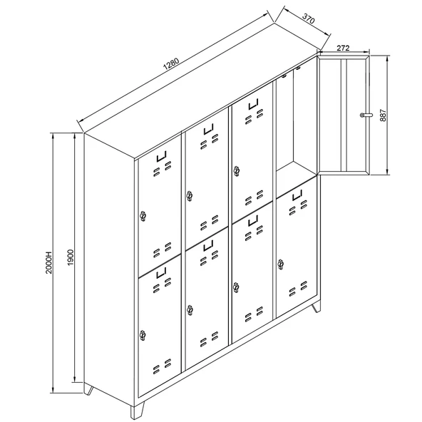 Jessan Ofis 8 li Soyunma Dolabı Gri-Kırmızı - 3