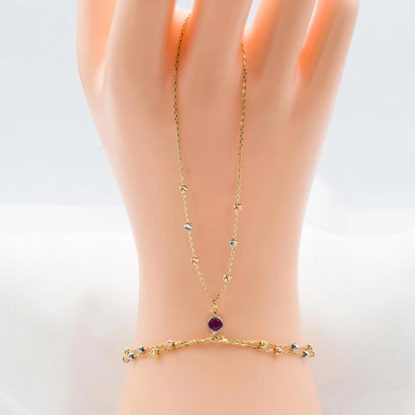 14 Ayar Top Altınlı Şahmeran Bileklik - Resim 6