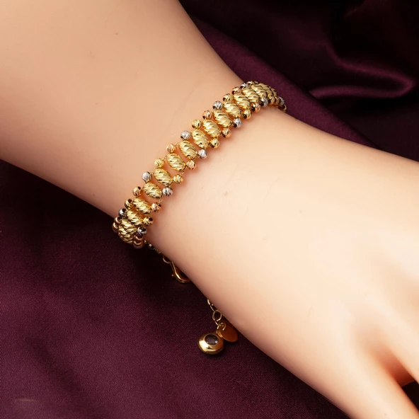 14 Ayar Altın Top Top Bileklik - Resim 2