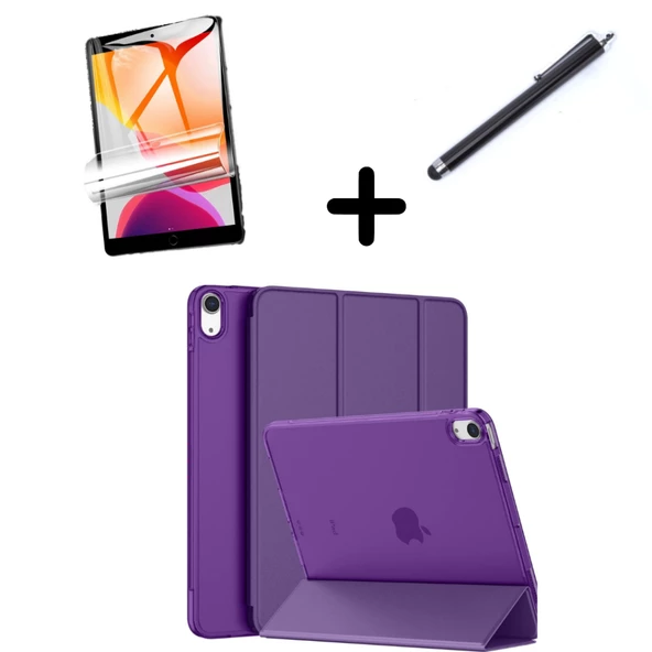 Apple iPad Air 4/5. Nesil 10.9 Kılıf SET PU Deri Smart Tablet Kilifi Ekran Koruyucu + Kalem (10.Nesil Değildir) - 6