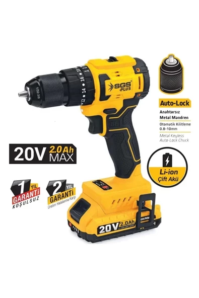 SGS 5530 Akülü Darbeli Matkap ve Vidalama 20V 2.0 Ah. - 2