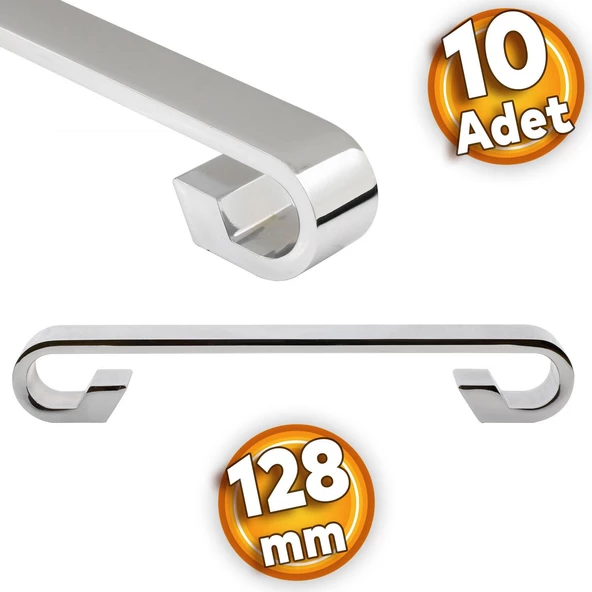 Barida Mobilya Mutfak Dolap Dolabı Çekmece Kulpu Kulbu Krom Metal (128 MM-12.8 CM) (10 ADET)