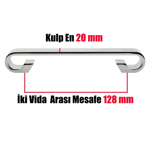 Barida Mobilya Mutfak Dolap Dolabı Çekmece Kulpu Kulbu Krom Metal (128 MM-12.8 CM) (10 ADET) - 4