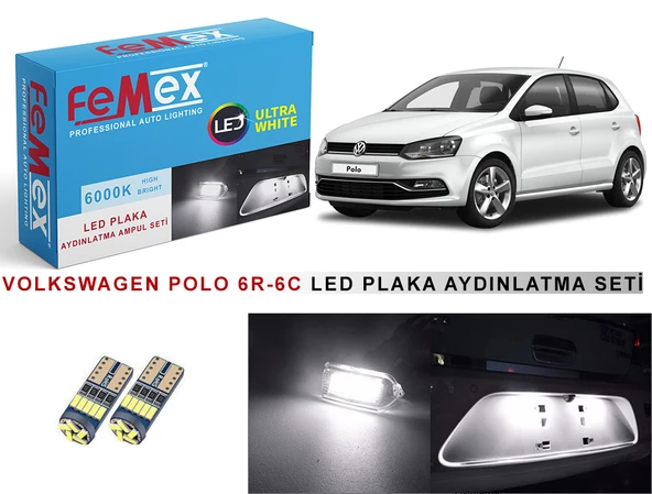 Volkswagen Polo 6R 6C Plaka Aydınlatma Seti Led Ampul Beyaz T10 - 2